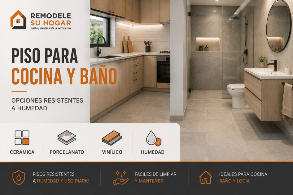 Mejor piso para cocina y baño: opciones resistentes a humedad