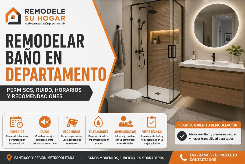 Remodelar baño en departamento Remodelar baño en departamento considerando permisos, ruido, horarios y recomendaciones