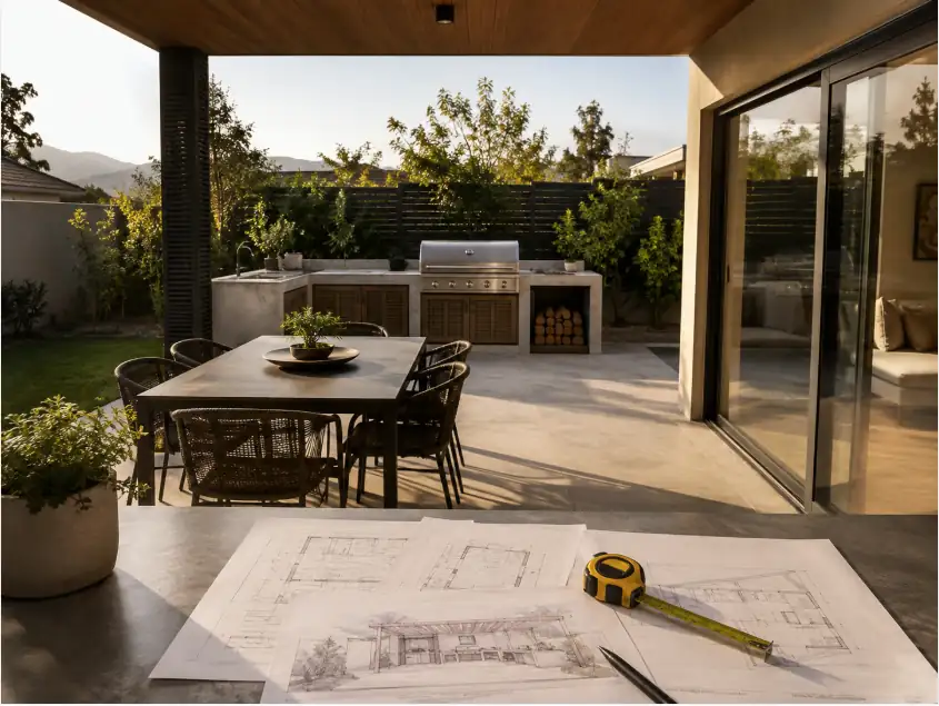 Planificación del espacio para construir un quincho en patio de casa